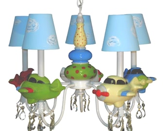 Airplane  Chandelier - Kid's Lighting - Boy's Room Ceiling Fixture
