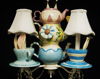 Alice In Wonderland Mad Hatter Tea Party Chandelier - Mad Hatter Lighting -  Wonderland Decor