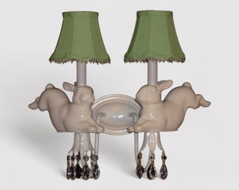 Wall Sconce - Whimsical Leaping Bunny Double Arm Sconce