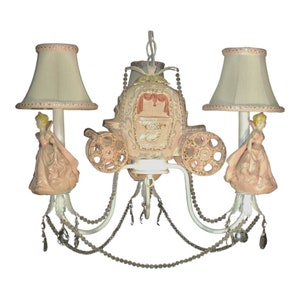 Pink Princess Coach Chandelier Light - Princess Room Decor -  Princess Carriage Light