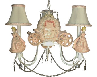 Pink Princess Coach Chandelier Light - Princess Room Decor -  Princess Carriage Light