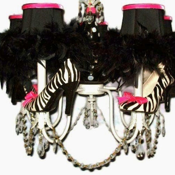 Zebra Print Shoes Chandelier - High Heels Chandelier - Zebra Print Decor