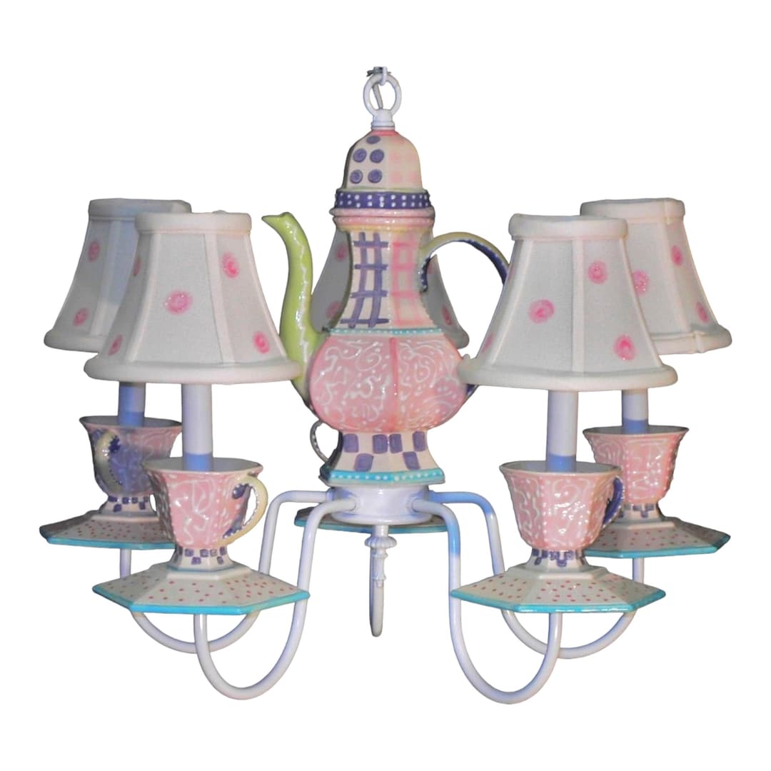 Teapot Chandelier - Cups and Saucers Chandelier - Teacup Lighting - Tea ...