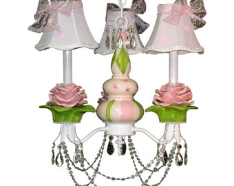 Shabby Chic Chandelier -  French Roses - Girls Room Chandelier -  Rose Ceiling Fixture