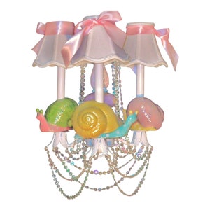 Nursery Chandelier - Whimsical Garden Snails - Kid&#39;s Lighting - Ceiling Fixture
