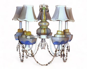 Nautical Boat Chandelier: Crystal Beaded Nursery Lighting