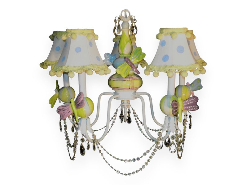 Dragonfly Nursery Chandelier Child Light Kid's Ceiling Fixture Children's Lighting image 1