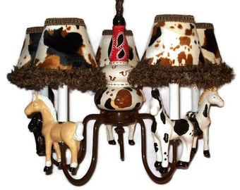 Western Horse Chandelier -  Cowboy Room Lighting