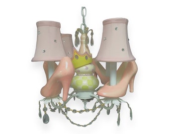 Pink Princess Chandelier: High Heel Shoe Decor