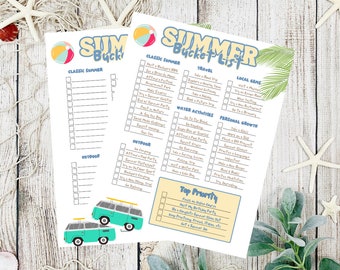 Summer Bucket List Printable | Editable Fun Planner (PDF Download)