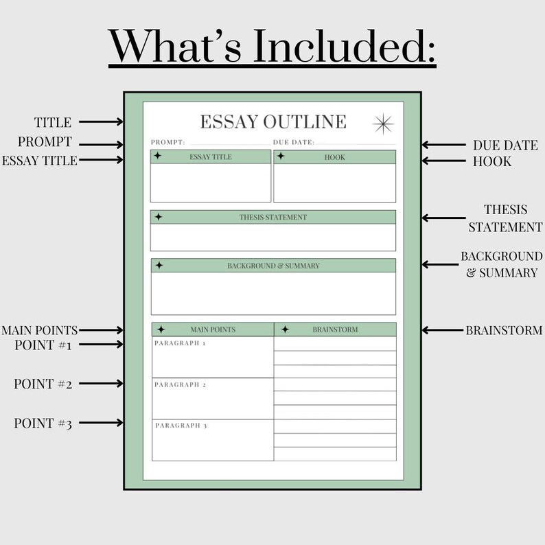 Essay Writing Template Printable Essay Planner College Essay Outline