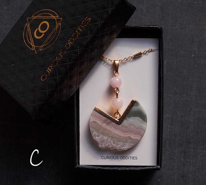 Pink pendulum necklace, Rose quartz statement necklace, Raw quartz jewelry, Gift for mom, Boho jewelry, Geometric Jewelry, Pastel agate Starr necklace C