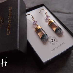 Amethyst earrings, 14k gf Raw crystal earrings, February birthstone, Statement earrings, Boho earrings, Raw stone jewelry, Gemstone earrings image 7