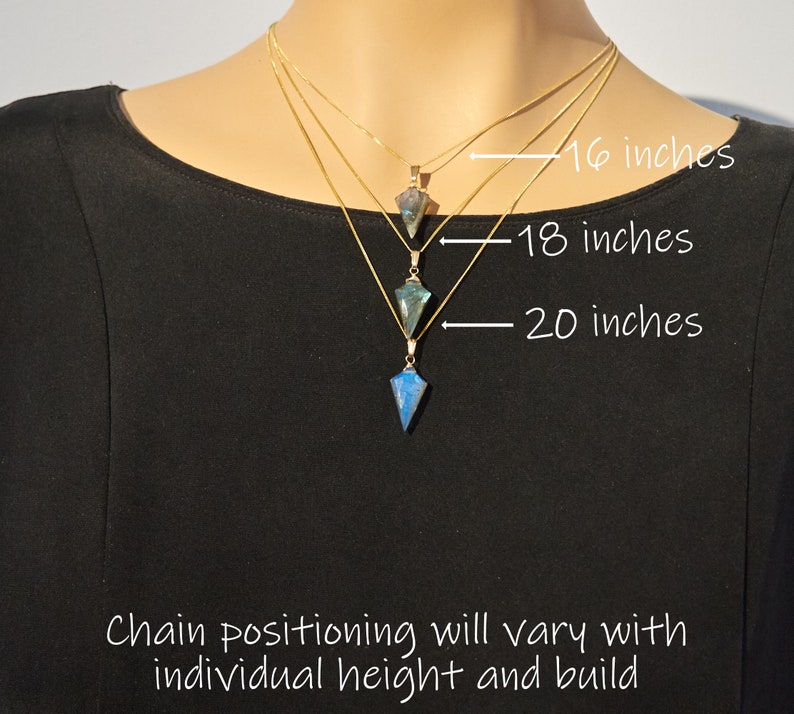 Labradorite flash necklace, Dainty gemstone pendant, Rainbow labradorite pendant, Blue shimmer stone short necklace image 7