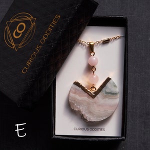 Pink pendulum necklace, Rose quartz statement necklace, Raw quartz jewelry, Gift for mom, Boho jewelry, Geometric Jewelry, Pastel agate Starr necklace E