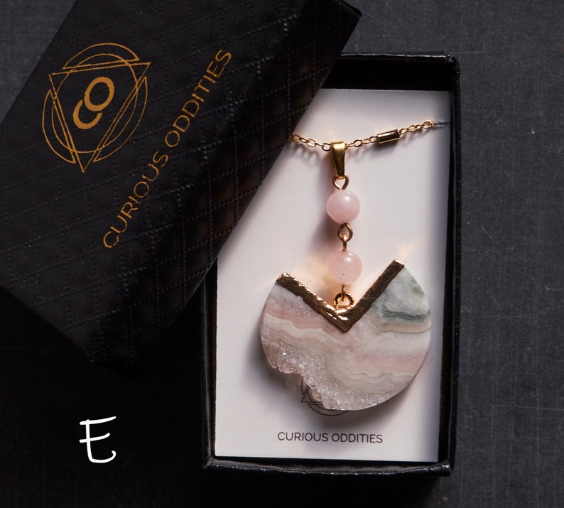 Pink pendulum necklace, Rose quartz statement necklace, Raw quartz jewelry, Gift for mom, Boho jewelry, Geometric Jewelry, Pastel agate Starr necklace E