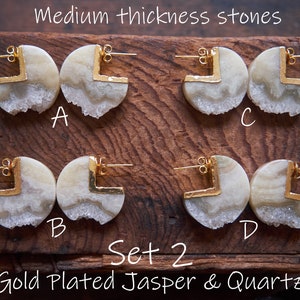 Quartz statement earrings, Raw crystal post earrings, Unique jewelry, Stone studs, Boho earrings, Raw stone jewelry, Gemstone earrings image 6