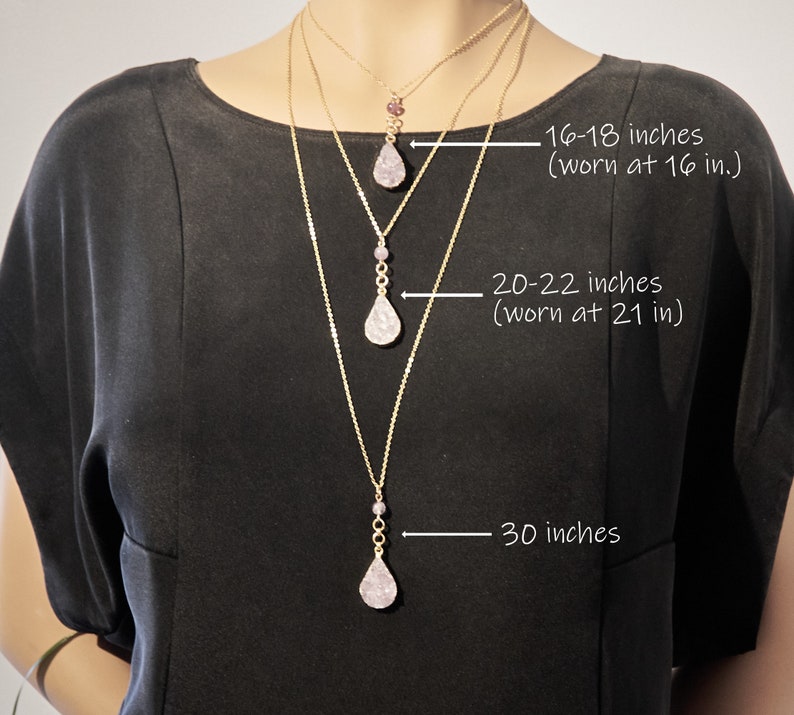 Gold Amethyst Necklace, Amethyst Druzy pendant, February Birthstone, Amethyst jewelry, Raw gemstone drop necklace image 3