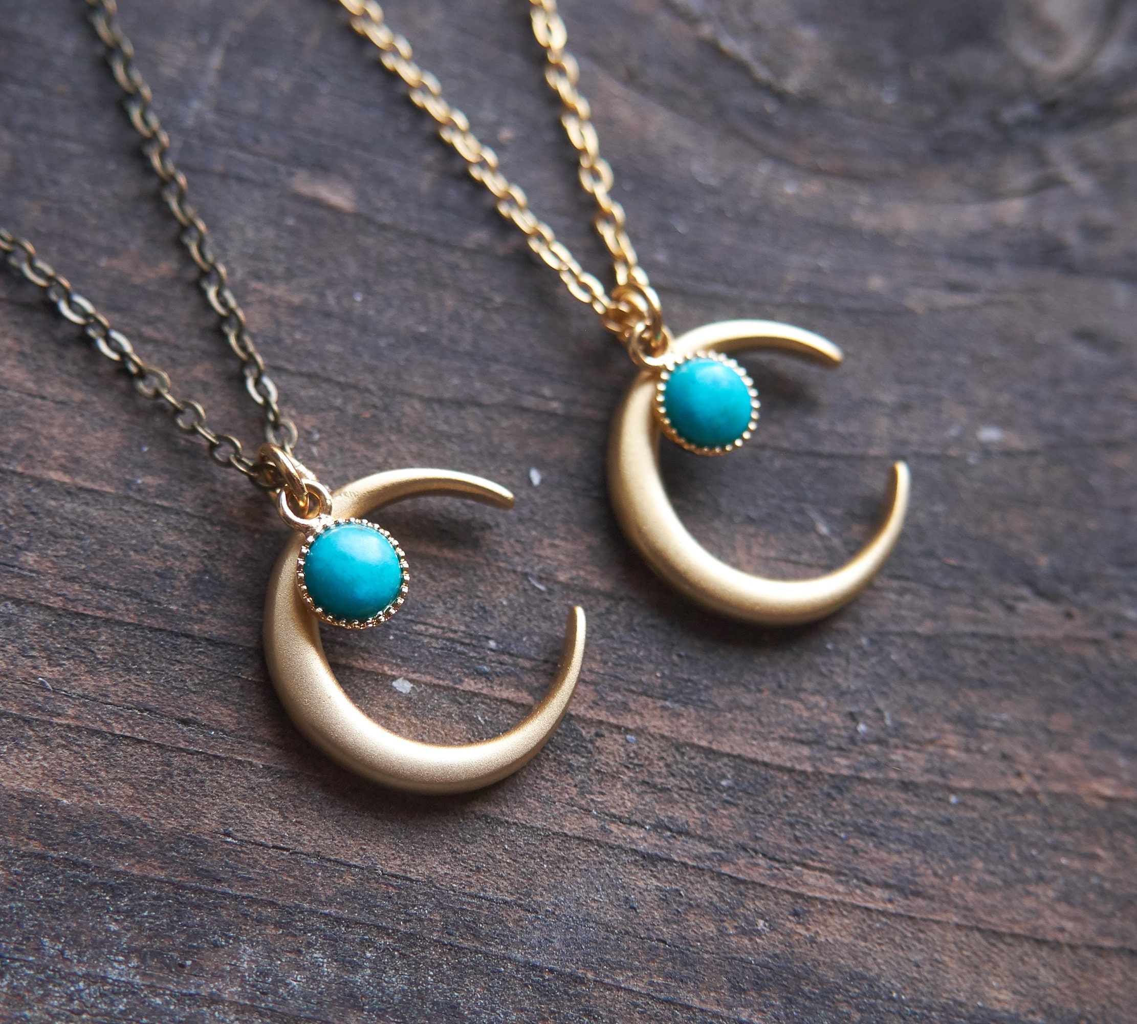 Turquoise Moon Necklace Celestial 