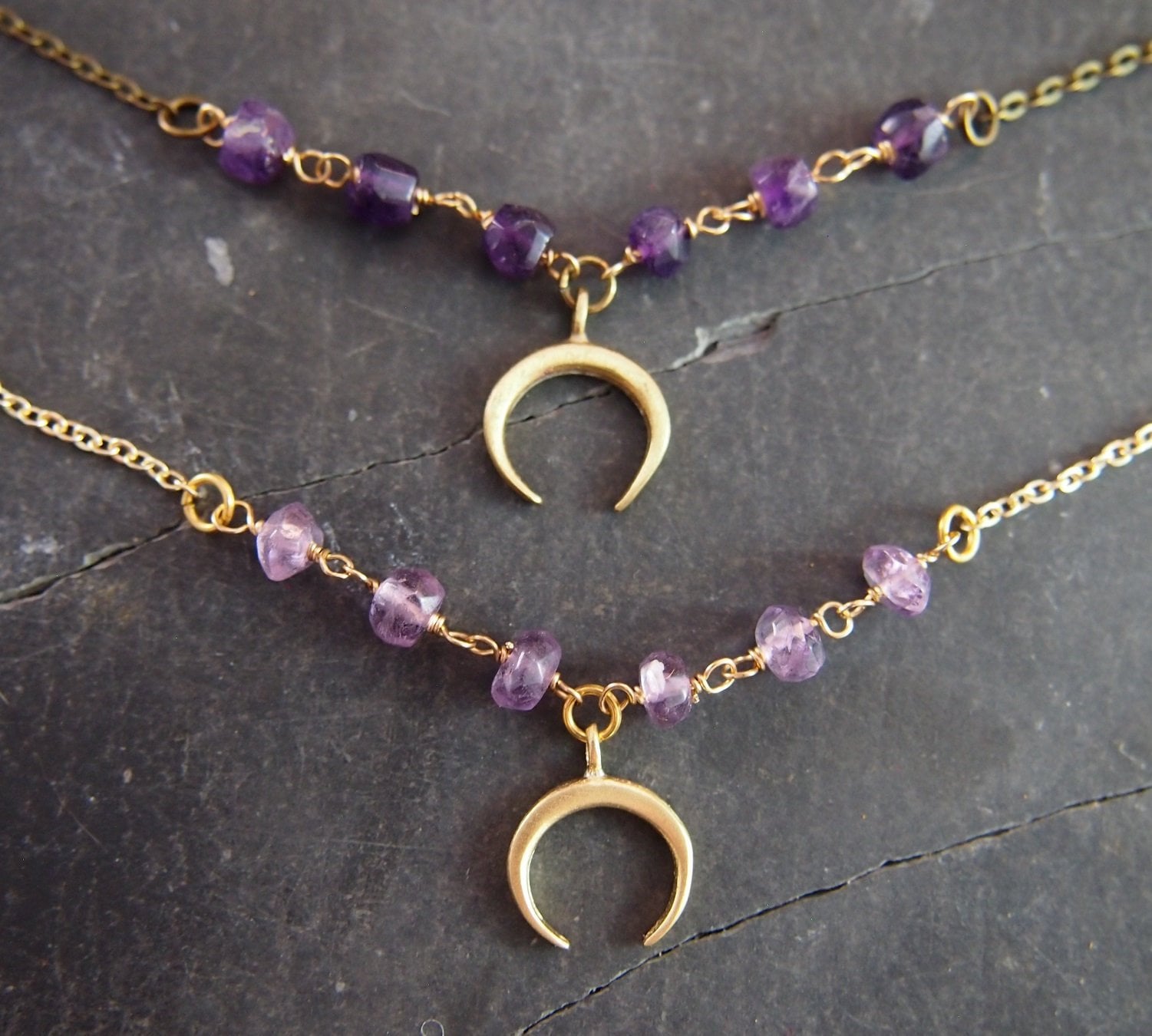 Raw Amethyst Choker Necklace Layering 