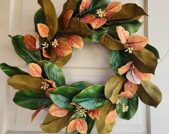 Classic Magnolia Leaf Wreath: Farmhouse Fall Decor