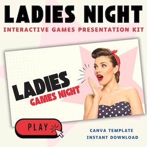 Paquete de juegos para fiesta de noche de chicas / Kit para despedida de soltera / Presentación interactiva / Canva editable