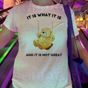 It Is Not Great Baby Tee | Y2K Style Baby Shirt | Funny Graphic Tee | Retro 2000s Aesthetic | Girl Tshirt
