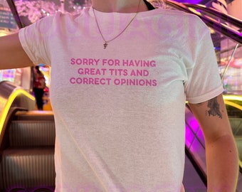 Sorry About That :( Baby Tee | Y2K Style Baby Shirt | Funny Graphic Tee | Retro 2000s Aesthetic | Girl Tshirt