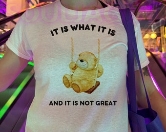 It Is Not Great Baby Tee | Y2K Style Baby Shirt | Funny Graphic Tee | Retro 2000s Aesthetic | Girl Tshirt