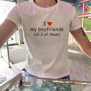 I Love All My Boyfriends Baby Tee, Y2K, Y2K Crop Top, Y2K Baby Tee, Y2K Tee, Y2K Funny Baby Tee, Funny Y2K Baby Tee, 90s Aesthetic T-shirt