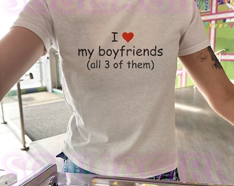 Camiseta para bebé "Amo a todos mis novios", Y2K, top corto Y2K, camiseta para bebé Y2K, camiseta Y2K, camiseta divertida para bebé Y2K, camiseta divertida para bebé Y2K, camiseta estética de los 90