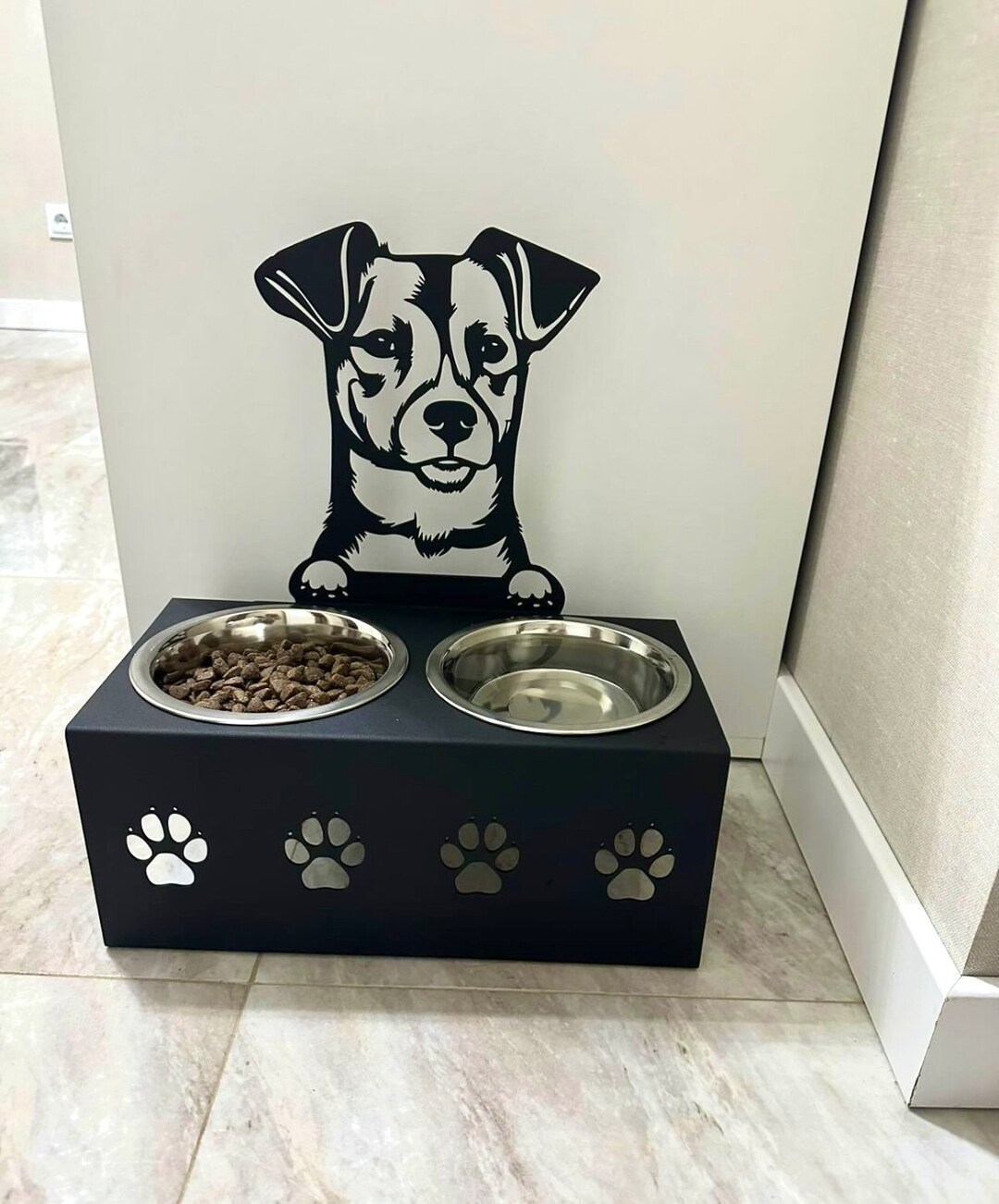 Personalized Dog Bowl Holder, Dog Feeding Station, Personalized Large ...