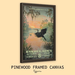Everglades National Park Poster, Florida Travel Print, Home Decor, Wall Art Painting, Hiking Gift Framed Canvas Pine