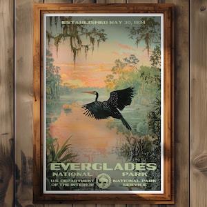 Everglades National Park Poster, Florida Travel Print, Home Decor, Wall Art Painting, Hiking Gift