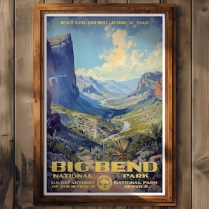 Big Bend National Park Poster, Travel Print, Home Decor, Wall Art Painting, Hiking Gift