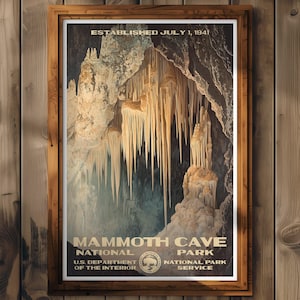 Mammoth Cave National Park Poster, Kentucky Travel Print, Home Decor, Wall Art Painting, Hiking Gift