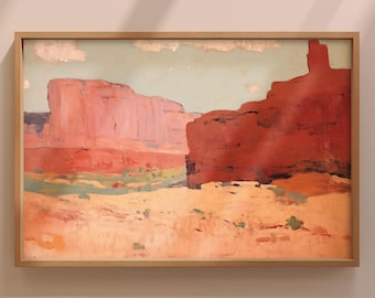 Southwest Art Print, Monument Valley in Arizona, Watercolor Impressionist Painting, Large Gallery Wall Art, 36x24, 30x20, 24x16, 18x12