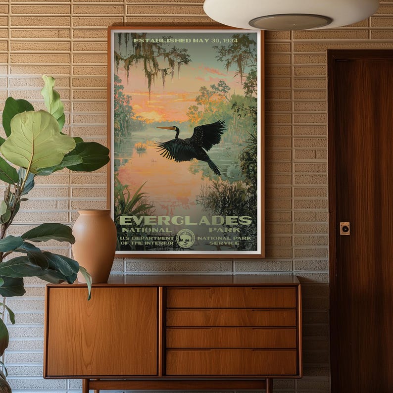 Everglades National Park Poster, Florida Travel Print, Home Decor, Wall Art Painting, Hiking Gift image 2