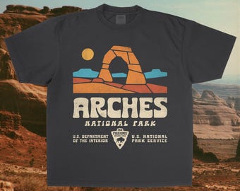 Arches National Park Shirt, Vintage Heavyweight 100% Cotton Graphic Tee, Retro Hiking T-Shirt