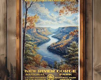 New River Gorge National Park Poster, West Virginia Travel Print, Home Decor, Wall Art Painting, Hiking Gift