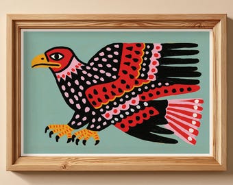 Mexikanische Volkskunst Adler Poster, Western Tier Druck, Mexikanische Volkskunst Adler Kunstwerk, Wüsten Dekor, Ranch Haus Kunst