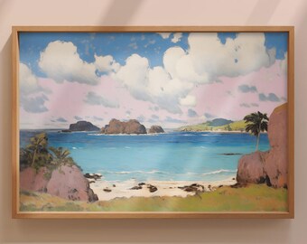 Turtle Beach - Impressionist Painting Landscape Wall Art Print, Large Gallery Art, 36x24, 30x20, 24x16, 18x12, Hawaii Beach Art Print