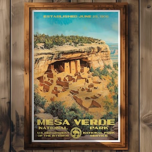 Mesa Verde National Park Poster, Colorado Travel Print, Home Decor, Wall Art Painting, Hiking Gift