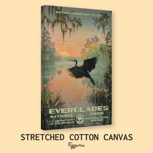 Everglades National Park Poster, Florida Travel Print, Home Decor, Wall Art Painting, Hiking Gift Cotton Canvas