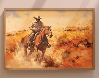 Desert Cowboy - Impressionist Painting Landscape Wall Art Print, Large Gallery Art, 36x24, 30x20, 24x16, 18x12, Southwest Art Print