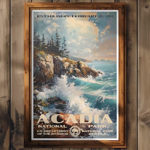 Acadia National Park Poster, Maine Reisedruck, Wohnkultur, Wandkunst, Wandergeschenk