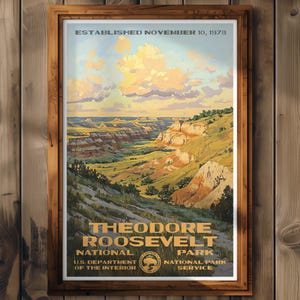 Theodore Roosevelt National Park Poster, North Dakota Travel Print, Home Decor, Wall Art Painting, Hiking Gift