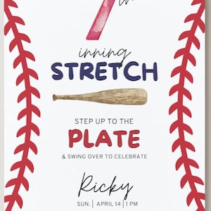 Baseball Birthday, 7th Inning Stretch,  Sports Theme Birthday, Boys Birthday Party, Sports, Watercolor , 7th Birthday
