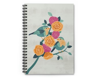 Bird Bouquet Spiral Notebook - Ruled Line 6" x 8"