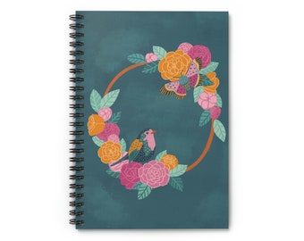 Bird Wreath Spiral Notebook - Ruled Line 6" x 8"